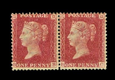GB QUEEN VICTORIA 1861, PAIR 1d ROSE-RED Die II, SG36 Pl.40, B-B/B-C, MNH GB QUEEN VICTORIA 1861, PAIR 1d ROSE-RED Die II, SG36 Pl.40, B-B/B-C, MNH
