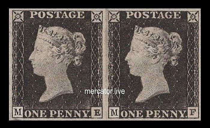 GB QUEEN VICTORIA 1840, 1d BLACK PENNY, Pl.1a, HORIZONTAL PAIR ME-MF, Sg.1, Mi.1, MNH GB QUEEN VICTORIA 1840, 1d BLACK PENNY, Pl.1a, HORIZONTAL PAIR ME-MF, Sg.1, Mi.1, MNH