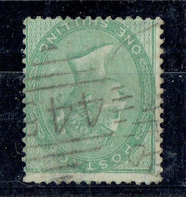 GB QUEEN VICTORIA, 1856, ERRORS, 1s PALE GREEN, SG73Wj, Mi.15Zya, Used