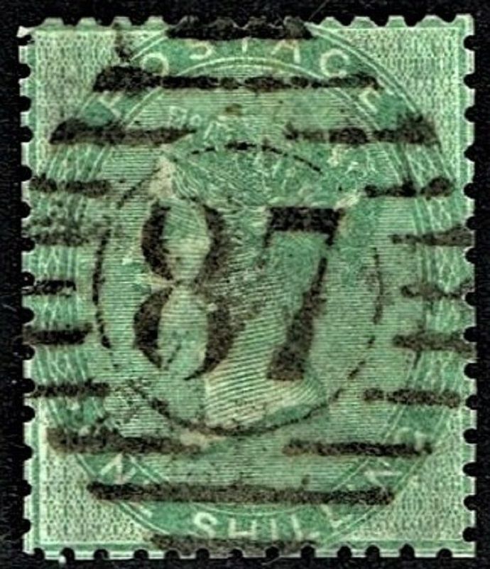 GB QUEEN VICTORIA, 1856, ERRORS, 1s DEEP GREEN, SG71, Mi.15ya, Used
