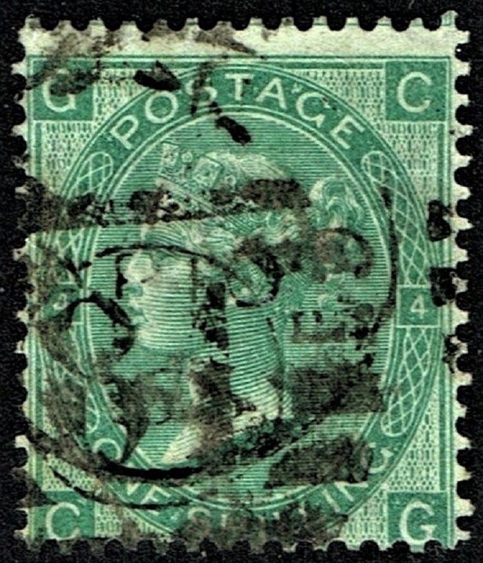 GB QUEEN VICTORIA, 1867, ERRORS, 1s DEEP GREEN, Pl.4, Sg.115, Mi.33, GC-CG, Used GB QUEEN VICTORIA, 1867, ERRORS, 1s DEEP GREEN, Pl.4, Sg.115, Mi.33, GC-CG, Used