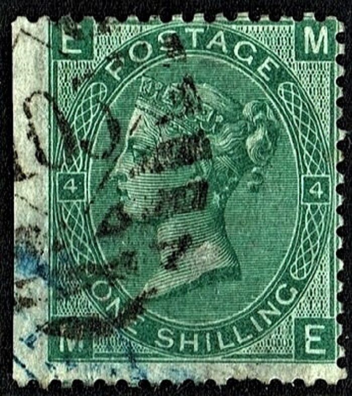 GB QUEEN VICTORIA, 1867, ERRORS, 1s DEEP GREEN, Pl.4, Sg.115, Mi.33, EM-ME, Used GB QUEEN VICTORIA, 1867, ERRORS, 1s DEEP GREEN, Pl.4, Sg.115, Mi.33, EM-ME, Used