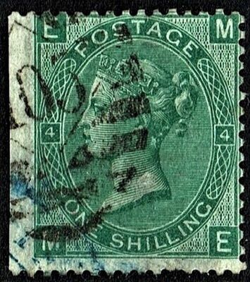 GB QUEEN VICTORIA, 1867, ERRORS, 1s DEEP GREEN, Pl.4, Sg.115, Mi.33, EM-ME, Used