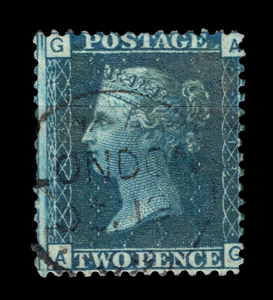 GB QUEEN VICTORIA 1858, 2d DEEP BLUE, SG 47, Pl.13, AG-GA, Used GB QUEEN VICTORIA 1858, 2d DEEP BLUE, SG 47, Pl.13, AG-GA, Used