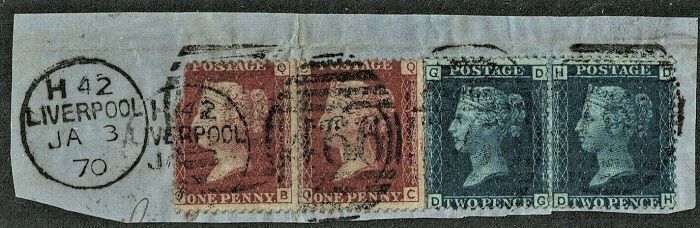 GB QUEEN VICTORIA, 1858, PAIR SG42 Pl.109 and PAIR SG47 Pl.13, USED GB QUEEN VICTORIA, 1858, PAIR SG42 Pl.109 and PAIR SG47 Pl.13, USED