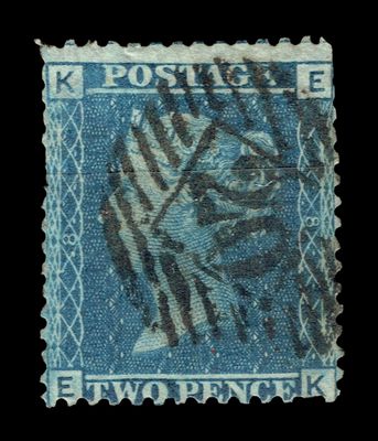 GB QUEEN VICTORIA 1858, 2d BLUE, SG45, Mi.17IX, Pl.8, EK-KE, USED GB QUEEN VICTORIA 1858, 2d BLUE, SG45, Mi.17IX, Pl.8, EK-KE, USED