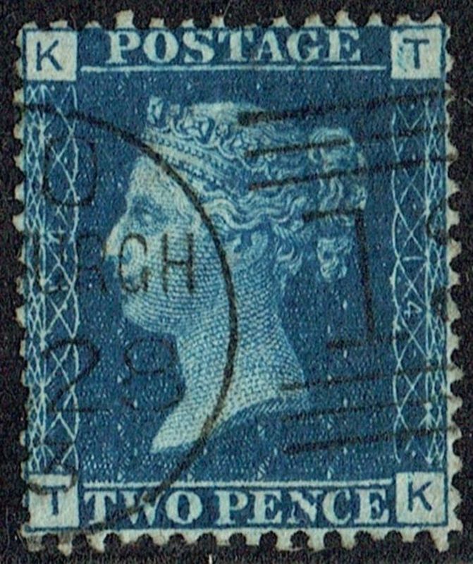 GB QUEEN VICTORIA 1872, ERRORS, 2d BLUE, SG47, Mi.17IIY, Pl.14, KT-TK, USED
