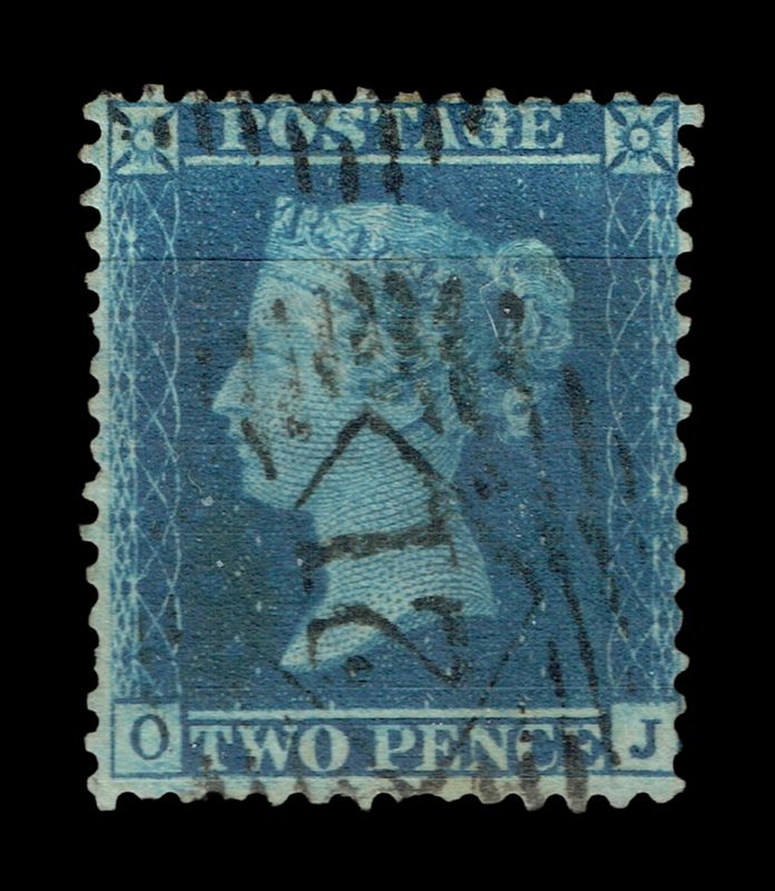 GB QUEEN VICTORIA, 1855, 2d BLUE, Pl.5, SG34, Plate 5, O-J, USED