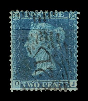 GB QUEEN VICTORIA, 1855, 2d BLUE, Pl.5, SG34, Plate 5, O-J, USED