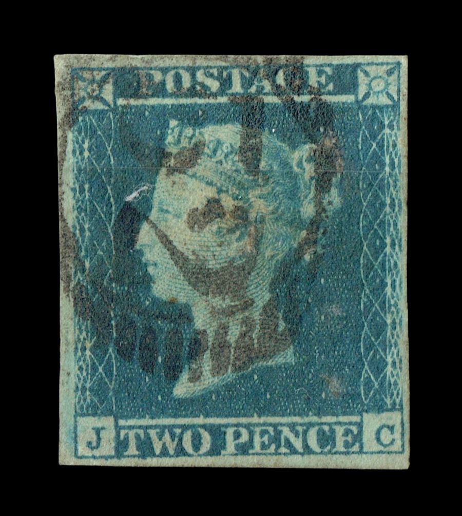 GB QUEEN VICTORIA, 1841, 2d BLUE, SG14, Pl.3, J-C, 4 Margins, Used GB QUEEN VICTORIA, 1841, 2d BLUE, SG14, Pl.3, J-C, 4 Margins, Used