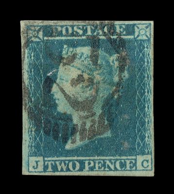 GB QUEEN VICTORIA, 1841, 2d BLUE, SG14, Pl.3, J-C, 4 Margins, Used GB QUEEN VICTORIA, 1841, 2d BLUE, SG14, Pl.3, J-C, 4 Margins, Used