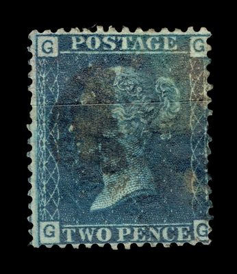 GB QUEEN VICTORIA 1858, 2d BLUE, SG 45, Plate 8, GG-GG, Used