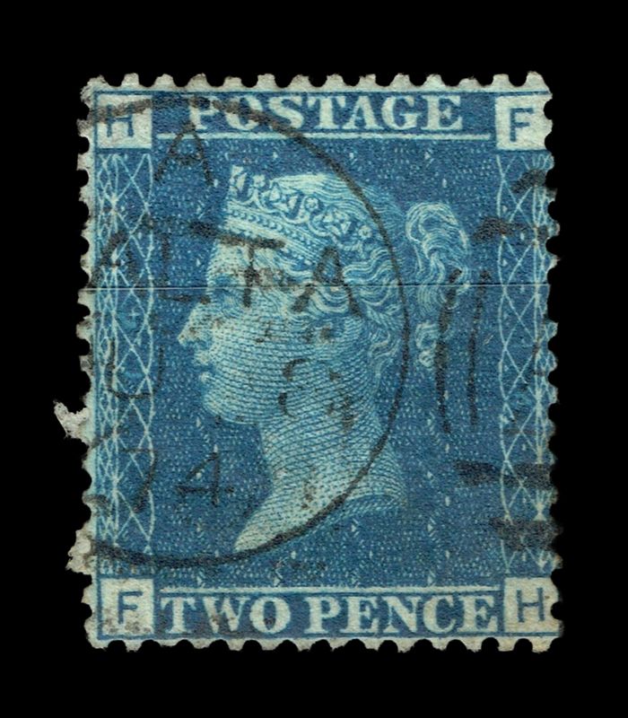 GB QUEEN VICTORIA 1858, 2d BLUE, SG 47, Plate 14, FH-HF, MALTA CDS, USED