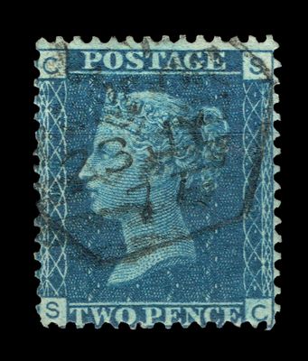GB QUEEN VICTORIA 1858, 2d DEEP BLUE, Sg.47, Pl.15, SC-CS, Fine Used