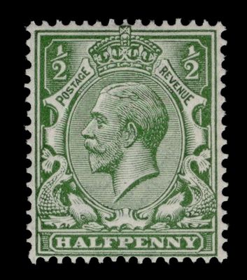 GB KING GEORGE V, SG351 ½d PALE GREEN (OLIVE), VAR N14, Mint