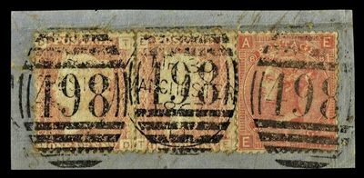 GB QUEEN VICTORIA, PAIR 1d BROWN-RED SG43 Pl.110, DT-TD|ET-TE, 4d VERMILION, SG94, Mi.24Z, Pl.8, AE|EA, USED
