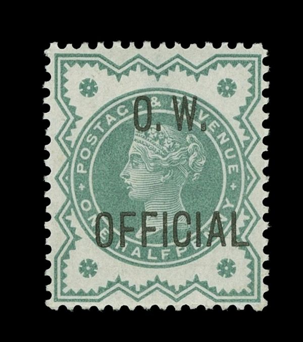 GB QUEEN VICTORIA 1896, ½d BLUE-GREEN, O.W. OFFICIAL, SGO32, MNH