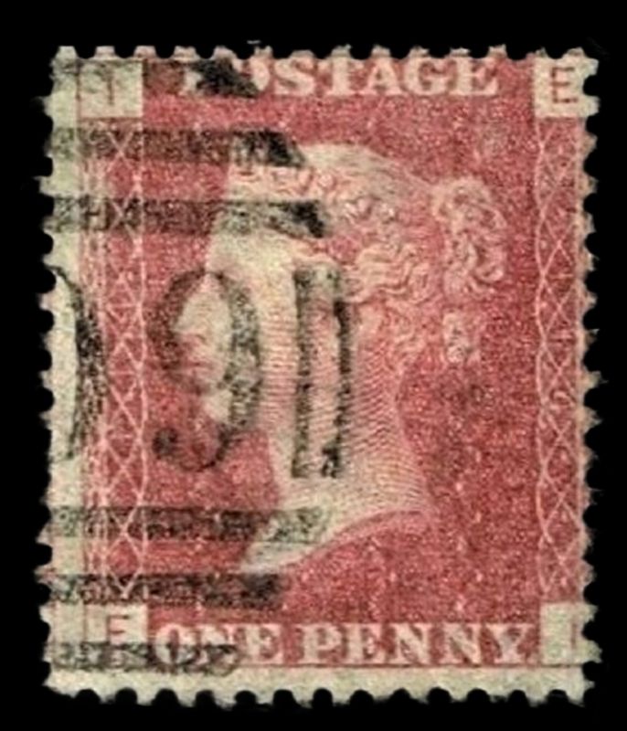 GB QUEEN VICTORIA 1864 1d Red-Brown, SG43, Pl.114, Mi.40, IE-EI, Used