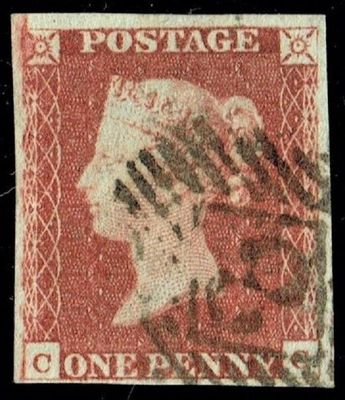 GB QUEEN VICTORIA 1841, ERRORS, SG8, 1d RED-BROWN, C-C, 4 MARGIN, Used/FU GB QUEEN VICTORIA 1841, ERRORS, SG8, 1d RED-BROWN, C-C, 4 MARGIN, Used/FU