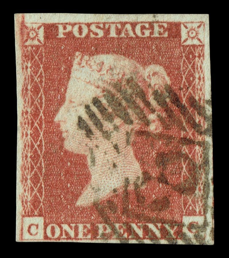 GB QUEEN VICTORIA 1841, 1d RED-BROWN, Sg.8, Pl.11, C-C, 4 MARGIN, Used/FU