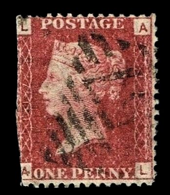GB QUEEN VICTORIA 1864 1d Red-Brown, SG43, Pl.117, Mi.40, AL/LA, Used