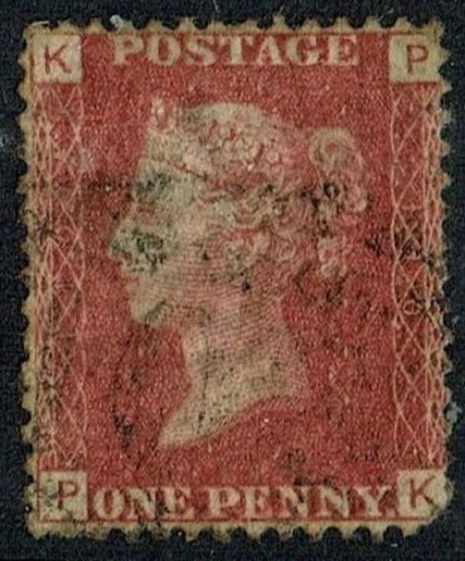 GB QUEEN VICTORIA 1864 1d Red-Brown, SG43, Pl.110, Mi.40, K-P/P-K, Used