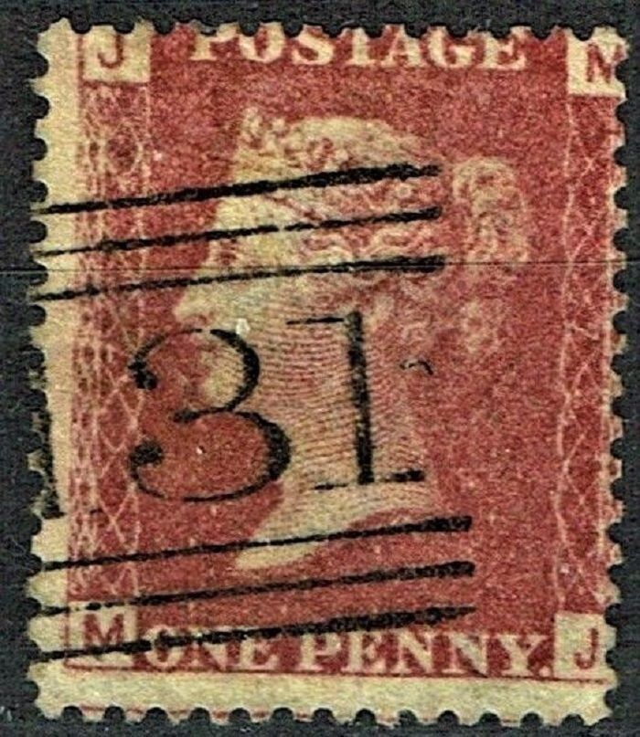 GB QUEEN VICTORIA 1864 1d Red-Brown, SG42, Pl.72, Mi.40, J-M/M-J, Used