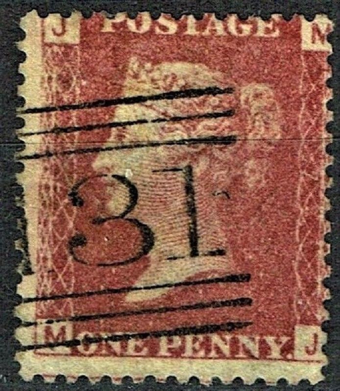 GB QUEEN VICTORIA 1864 1d Red-Brown, SG42, Pl.72, Mi.40, J-M/M-J, Used