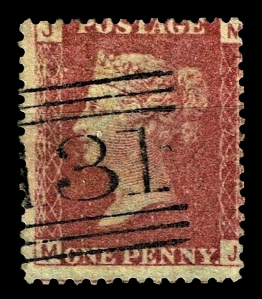 GB QUEEN VICTORIA 1864 1d Red-Brown, SG43, Pl.72, Mi.40, JM-MJ, Used