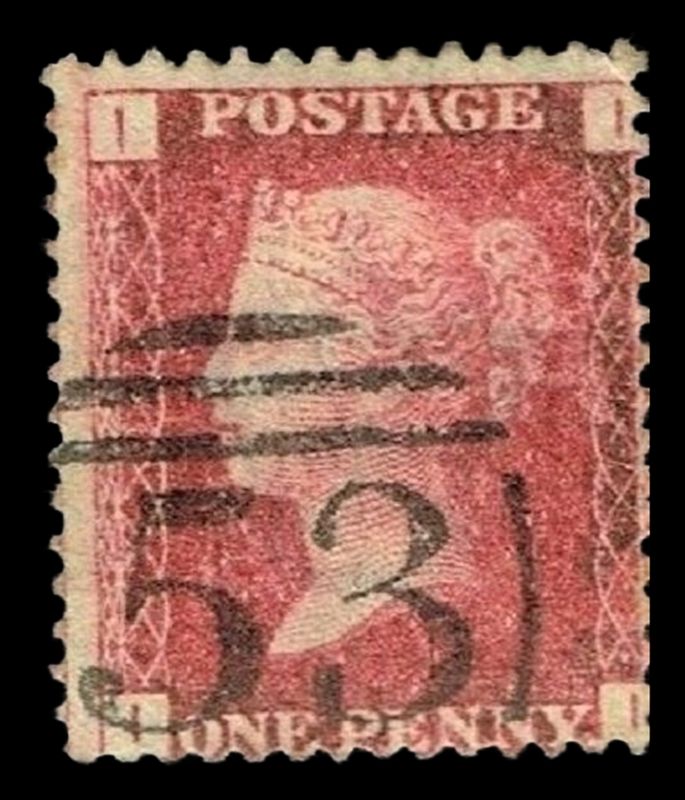 GB QUEEN VICTORIA 1864 1d Red-Brown, SG43, Pl.97, Mi.40, I-I/I-I, Used
