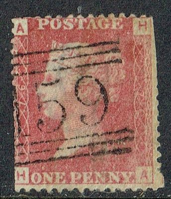 GB QUEEN VICTORIA 1864 1d Red-Brown, SG42, Pl.76, Mi.40, A-H/H-A, Used GB QUEEN VICTORIA 1864 1d Red-Brown, SG42, Pl.76, Mi.40, A-H/H-A, Used