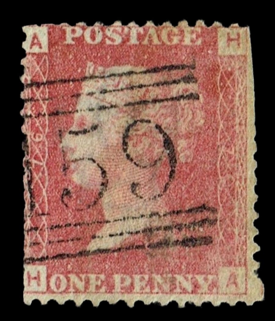 GB QUEEN VICTORIA 1864 1d Red-Brown, SG42, Pl.76, Mi.40, AH-HA, Used GB QUEEN VICTORIA 1864 1d Red-Brown, SG42, Pl.76, Mi.40, AH-HA, Used
