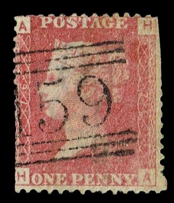GB QUEEN VICTORIA 1864 1d Red-Brown, SG42, Pl.76, Mi.40, AH-HA, Used GB QUEEN VICTORIA 1864 1d Red-Brown, SG42, Pl.76, Mi.40, AH-HA, Used