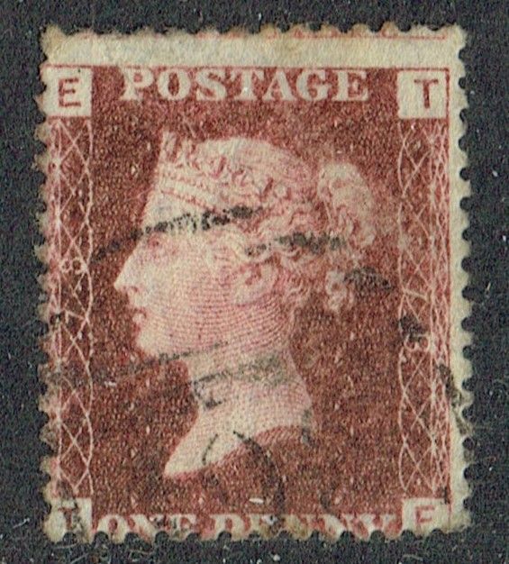 GB QUEEN VICTORIA 1864 1d Red-Brown, SG42, Pl.78, Mi.40, E-T/T-E, Used