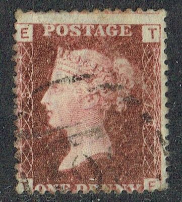 GB QUEEN VICTORIA 1864 1d Red-Brown, SG42, Pl.78, Mi.40, E-T/T-E, Used GB QUEEN VICTORIA 1864 1d Red-Brown, SG42, Pl.78, Mi.40, E-T/T-E, Used