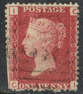 GB QUEEN VICTORIA 1864 1d Red-Brown, SG42, Pl.80, Mi.40, I-C/C-I, Used