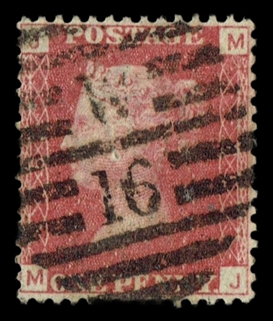 GB QUEEN VICTORIA 1864 1d Red-Brown, SG42, Pl.85, Mi.40, JM-MJ, Used