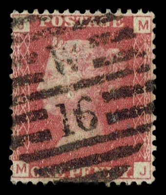 GB QUEEN VICTORIA 1864 1d Red-Brown, SG42, Pl.85, Mi.40, JM-MJ, Used