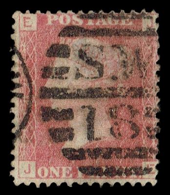 GB QUEEN VICTORIA 1864 1d Red-Brown, SG42, Pl.86, Mi.40, E-J/J-E, Used GB QUEEN VICTORIA 1864 1d Red-Brown, SG42, Pl.86, Mi.40, E-J/J-E, Used