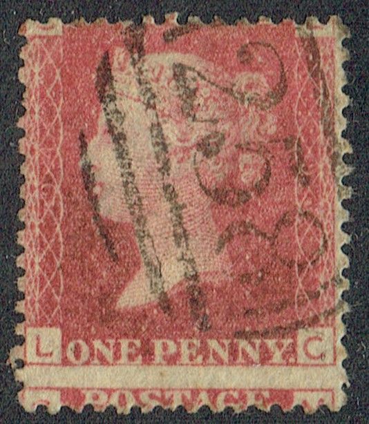 GB QUEEN VICTORIA 1864 1d Red-Brown, SG43, Pl.94, Mi.40, C-L/L-C, Used