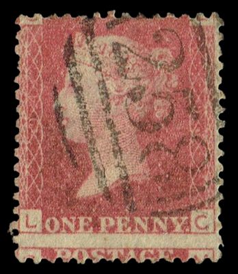 GB QUEEN VICTORIA 1864 1d Red-Brown, SG43, Pl.94, Mi.40, LC-CL, Used