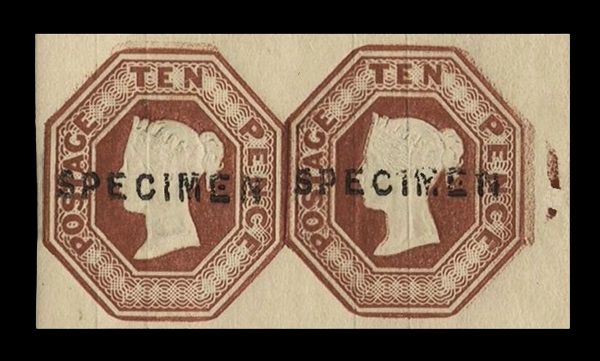 GB QUEEN VICTORIA 1848, PAIR 10d BROWN SPECIMEN, Die 4, SG 57s, Mi.6ix, MNH GB QUEEN VICTORIA 1848, PAIR 10d BROWN SPECIMEN, Die 4, SG 57s, Mi.6ix, MNH