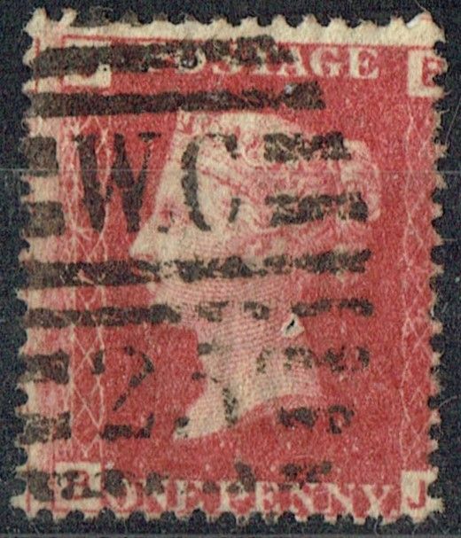 GB QUEEN VICTORIA 1864 1d Red-Brown, SG42, Pl.73, Mi.40, J-B/B-J, Used GB QUEEN VICTORIA 1864 1d Red-Brown, SG42, Pl.73, Mi.40, J-B/B-J, Used