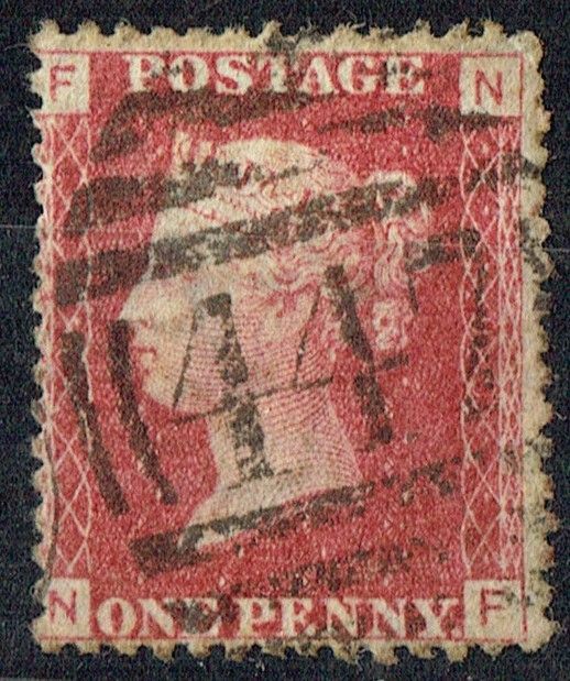 GB QUEEN VICTORIA 1864 1d Red-Brown, SG43, Pl.98, Mi.40, F-N/N-F, Used