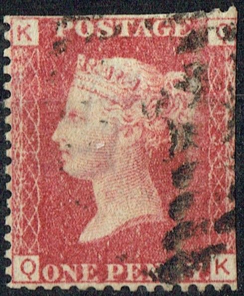GB QUEEN VICTORIA 1864, 1d Red-Brown, SG43 Pl.131, Mi.40, K-Q/Q-K, Used