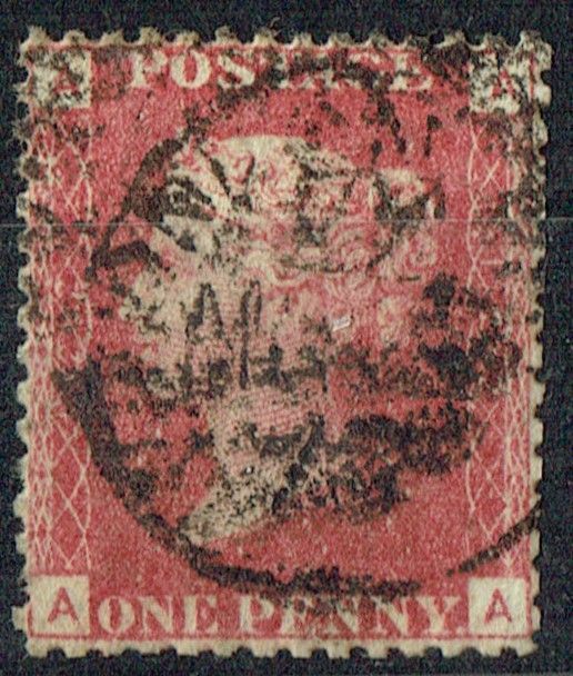 GB QUEEN VICTORIA 1864 1d Red-Brown, SG43, Pl.122, Mi.40, A-A/A-A, Used