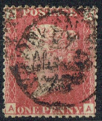 GB QUEEN VICTORIA 1864 1d Red-Brown, SG43, Pl.122, Mi.40, A-A/A-A, Used GB QUEEN VICTORIA 1864 1d Red-Brown, SG43, Pl.122, Mi.40, A-A/A-A, Used