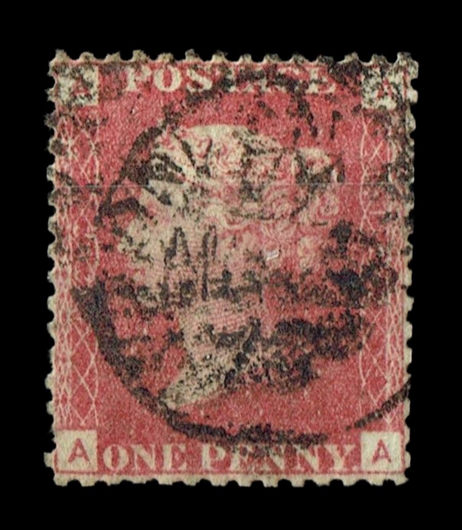 GB Queen Victoria 1864, 1d Red-Brown, SG43, Plate 122, AA-AA, Used GB Queen Victoria 1864, 1d Red-Brown, SG43, Plate 122, AA-AA, Used