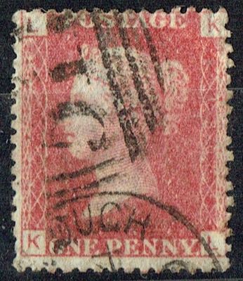 GB QUEEN VICTORIA 1864 1d Red-Brown, SG43 Pl.130, Mi.40, L-K/K-L, Used