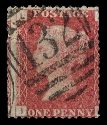 GB QUEEN VICTORIA 1864, 1d Red-Brown, SG43 Pl.127, Mi.40, LI-IL, Used